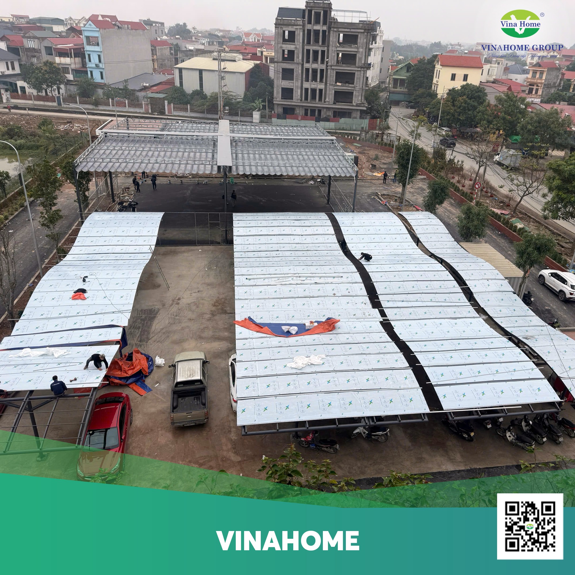 Vinahome thi công mái nhựa Poly
