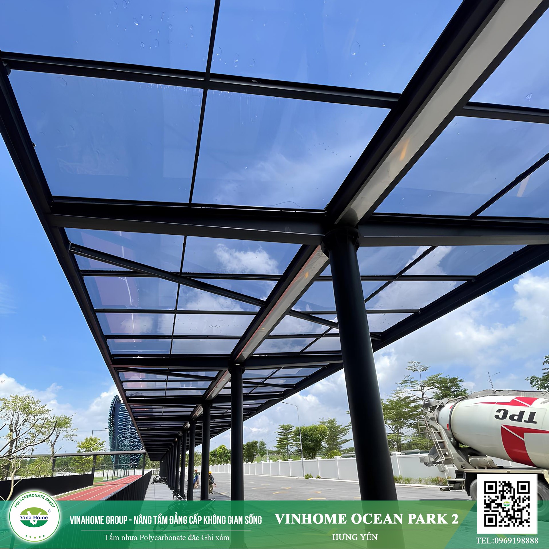 Công trình mái nhựa Polycarbonate Vinahome