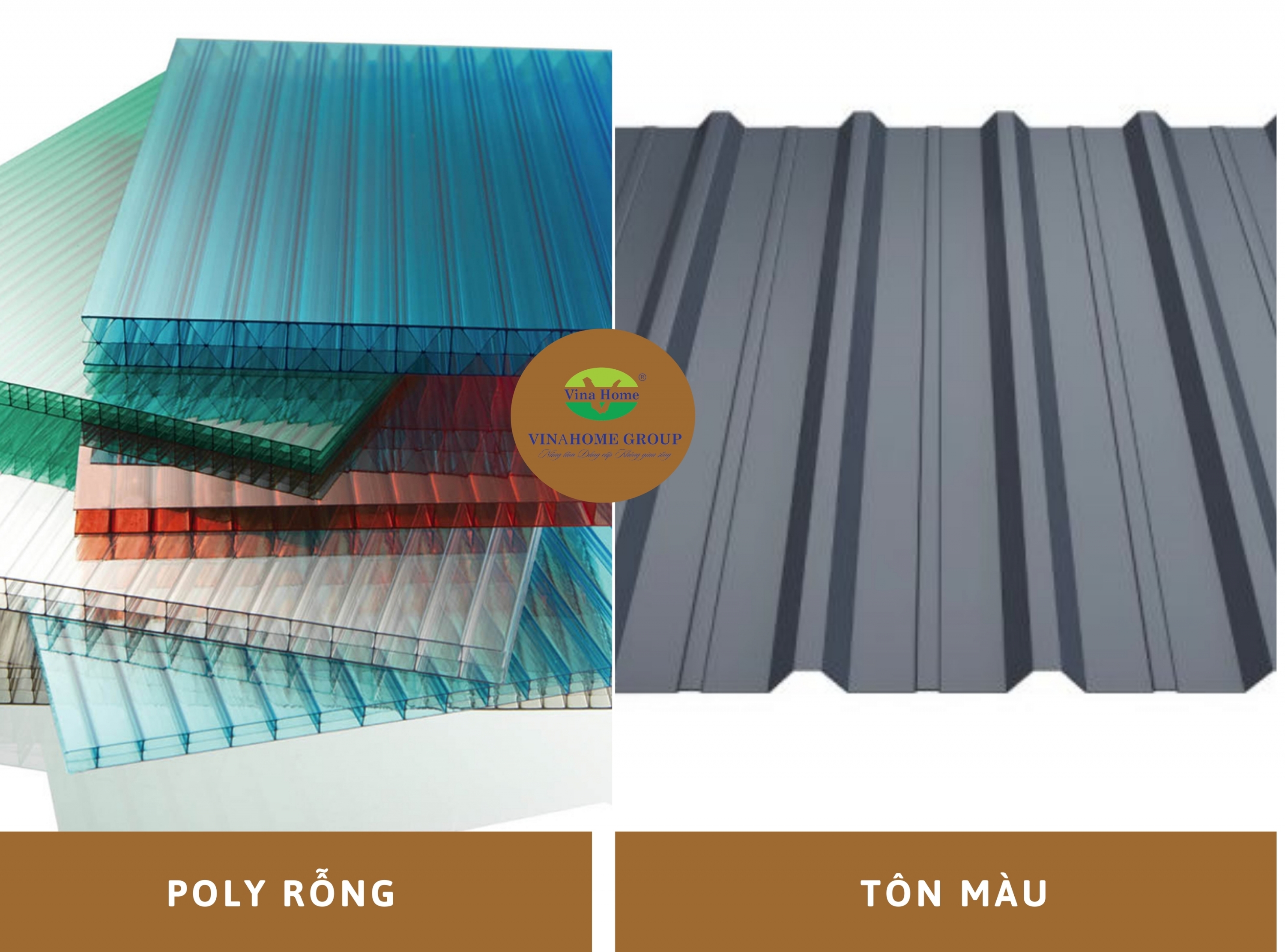 Kết hợp tôn và nhựa Poly