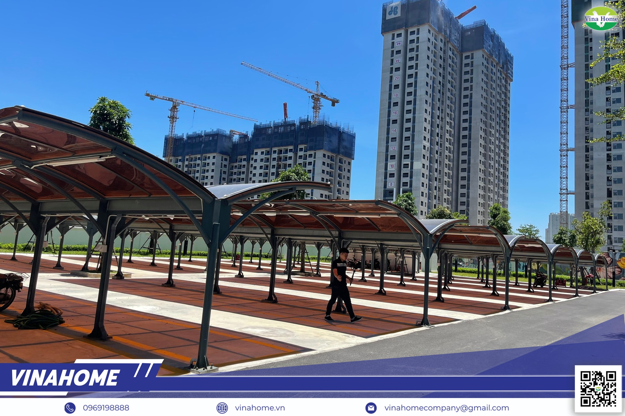 Mái che nhà xe từ nhựa Poly